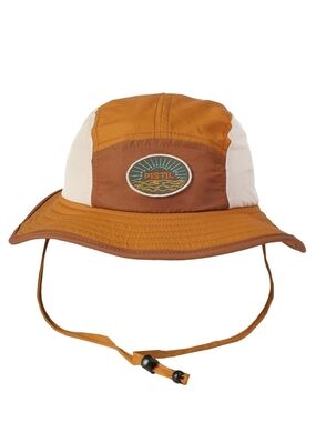 NWT pistil Toddler Colorblock Mustard, Brown & Cream Bucket Hat with Chin Strap